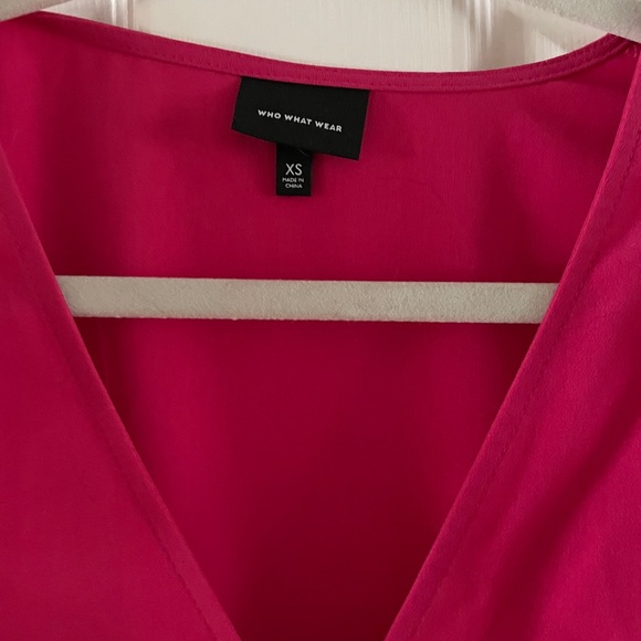 Reddish Pink Flutter sleeve crepe dress - Picture 3 of 4